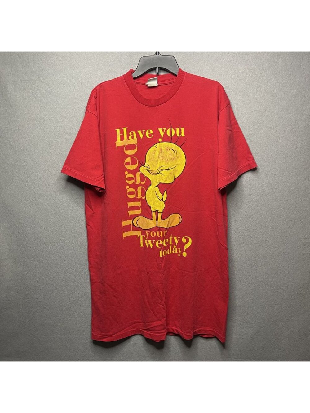 Vintage 1998 Looney Tunes Tweety Bird Warner Bros Red One Size Single Stitch